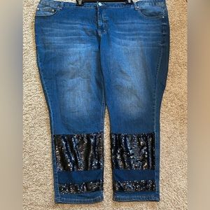 Stretch jeans with sequin detail